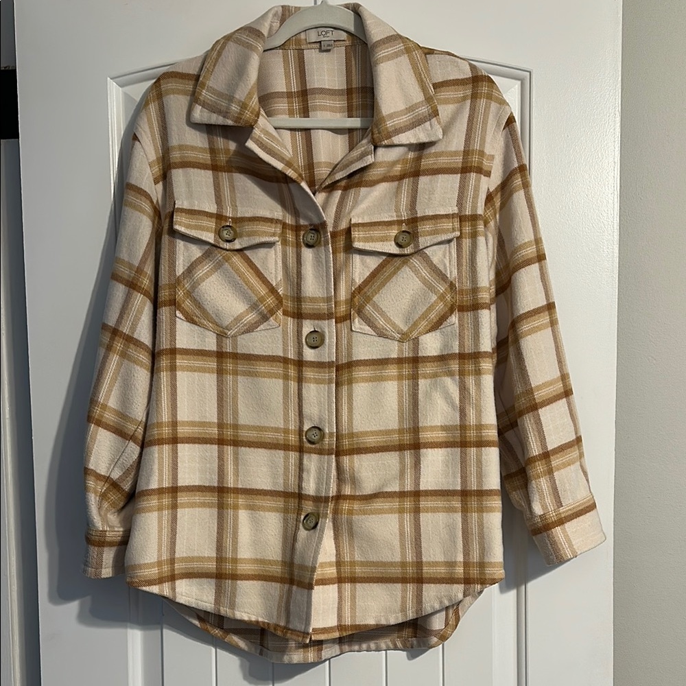 Loft Plaid Button-Up Shirt Jacket